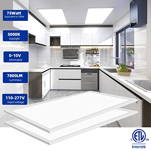 16 Pack 2X4 Led Flat Panel Light Fixture, 75W Dimmable 0-10V Led Drop Ceiling Light Fixture, 5000K 7800 Lm, Recessed Edge-Lit Troffer Light, Dustproof, Etl Listed #TOP2