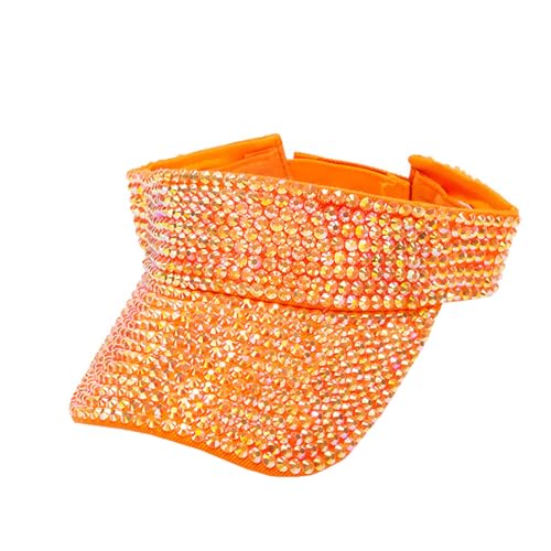 Generisch Gorra para hombre Bling Rhinestone Sombrero Deportivo Ajustable Gorra de Verano Gorra Visera Unisex, naranja, Talla única