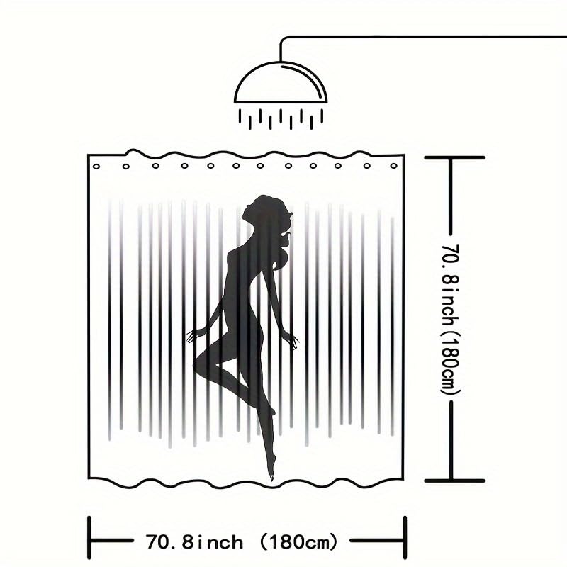 Rideau de douche blanc et noir en polyester imperméable 170x170cm