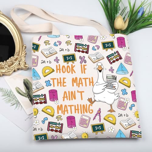 KUIYAI Silly Goose Math Teacher Appreciation Tote Bag Teacher Day Math Mathematics Lover Gift Hook If The Math Ain’t Mathing3