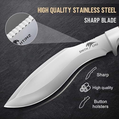 SMITH CHU D2 Stahl Outdoor Messer mit Scheide, Survival Messer Camping – Ansicht 5