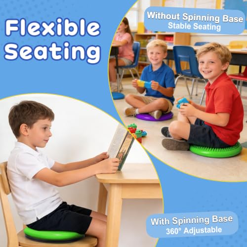 Image of Wobble Cushion, Fimeetoy 360Spinning Wiggle Seat, ADHD Sensory Chair,Flexible Seating in Classroom & Home,ADHD Tools for Kids,2-in-1 Detachable Balance Pad,Fidget for Focus-Green