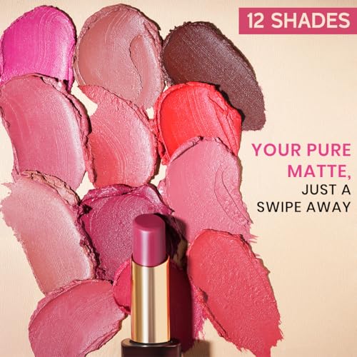 Image of INSIGHT Pure Matte Lipstick - First Text| High Pigment, Long Lasting Smooth Matte Finish | Enriched with Vitamin E & Coconut Oil - 3.3 g