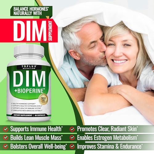 Dim Supplement 910 mg Plus BioPerine Complex - Diindolylmethane to Support Hormone Balance and Estrogen Metabolism, Helps with Menopause Acne PCOS Better Skin Bodybuilding, for Men Women, 60 Capsules - Image 5