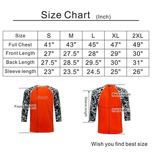 Bpbtti Men's Mountain Bike Jersey 3/4 Sleeve Downhill Mtb Shirts Loose Fitting Cycling Shirt Upf Bicycle Top (Medium - Chest 38-40", Orange) #TOP6