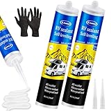 Self-Leveling RV Roof Sealant, Lap Sealant for RV Roofs, RVS Sealants and Caulking – Waterproof & Flexible EPDM, Self Leveling Caulk for Campers, Trailers, Motorhomes-2 Pack