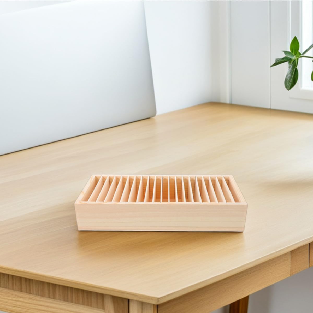 2pezzi Organizer Multi-compartimenti in Legno con Scomparti Rimovibili Porta Biglietti da Visita e Contenitore per Gioielli Scatola per Carte Collezionabili per Ufficio e