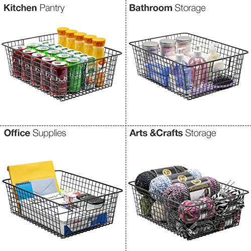 Image of Sorbus Metal Wire Baskets Storage Bin Organizer for Food Pantry, Freezer, Kitchen, Laundry Room, Basket organizers for Home, Bathroom, Closet Organization, Iron Metal