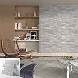 COLAMO Luxury 10 PCS Silver Matte Grey Faux Stone Peel and Stick Backsplash Tile for Kitchen,Stick on Backsplash for Living Room,Bedroom,Bathroom,Fireplace,Self Adhesive for Accent Wall(Waterproof)
