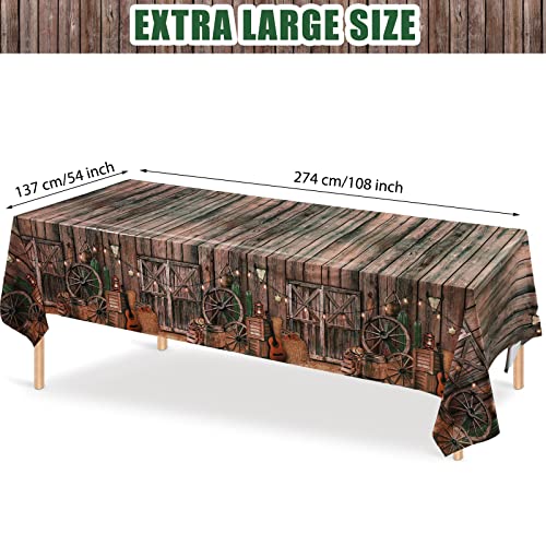 Tiamon Western Party Tablecloth Western Cowboy Party Table Cover Cowboy Theme Plastic Tablecloth Wild West Wooden House Table Cover for Birthday Supplies(12 Pcs) by Tiamon - Image 2