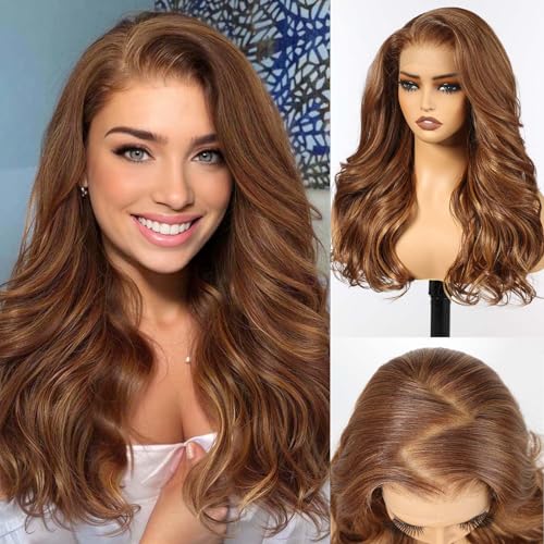 HAIRCUBE 13x6 HD Synthetic Lace Front Wig, 24 Inch Chestnut