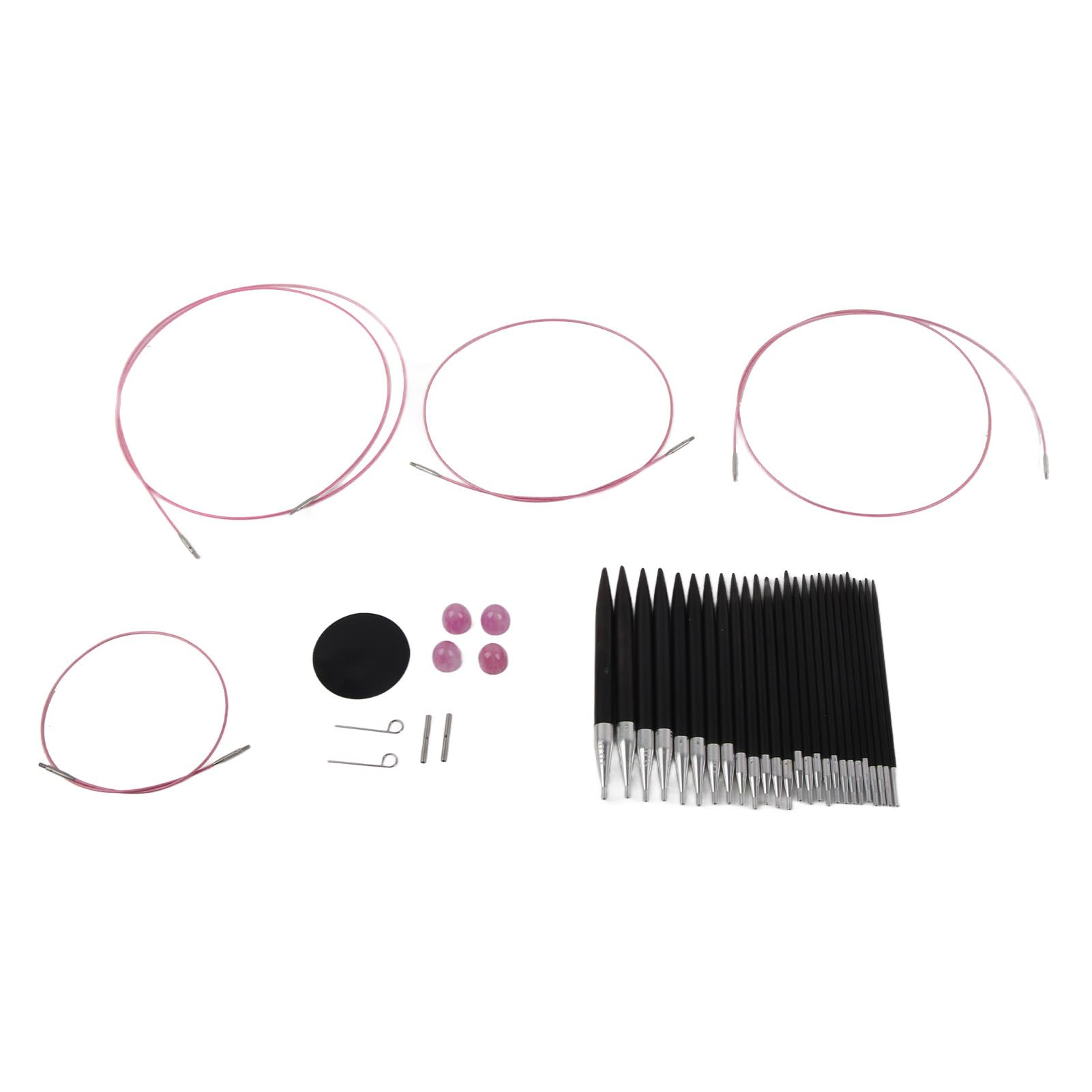 Druty Okrągłe, Wymienne Druty do Robienia na Drutach Zestaw Okrągłych Drutów do Robienia na Drutach Stal Nierdzewna 3 do 10 Mm Ergonomiczny Uchwyt Zestaw Okrągłych Drutów Zestaw