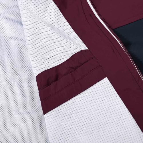 SUNDAY ROSE Men's Lightweight Hooded Jackets Vintage Patchcolor Windbreaker Packable Raincoat for Hiking4