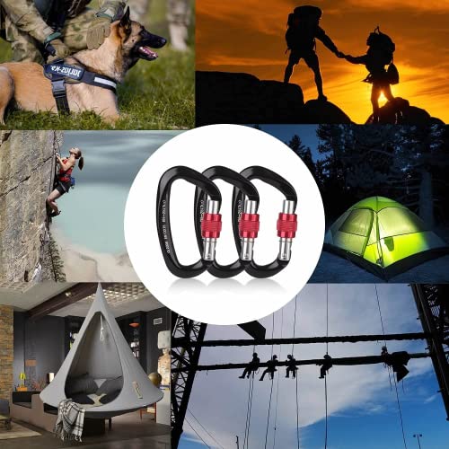 Foto von Kletterkarabiner Karabinerhaken, karabiner mit schraubverschluss Kletterausrüstung 25KN Auto Locking Klettern Clips Sicherheitskarabiner for Bandschlinge, Retten, Schaukel, Hängematte, Absei