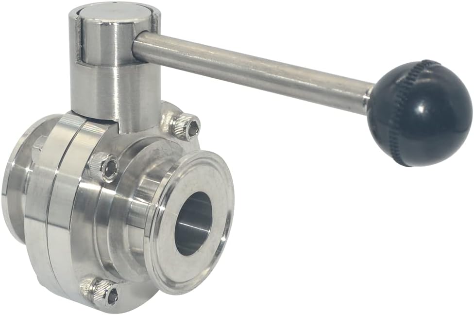 DAN SPEED Sanitary Tri Clamp Butterfly Valve with Pull Handle,Stainless Steel 316 Pipe Fitting,1000 WOG (1-1/2 inch)