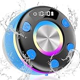 OYIB Bluetooth Shower Speaker, Portable Bluetooth Speaker with 360° Surround Sound, RGB Lights, Built-in Mic, IPX7 Waterproof Wireless Speaker with Suction Cup for Party/Outdoor/Bathroom/Travel Blue