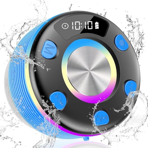OYIB Bluetooth Shower Speaker, IPX7 Portable Speaker 360° HD Sound Sky Blue