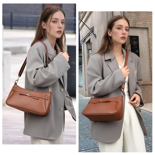 Small Shoulder Bag for Women - Mini Crossbody Little PU Leather Handbag with 2 Removable Straps and Zipper Closure2