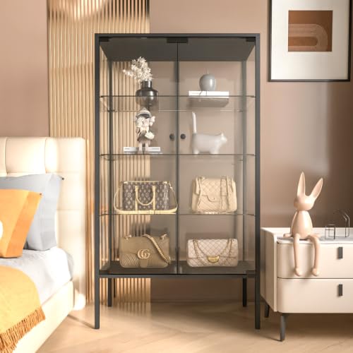 Image of LFT HUIMEI2Y 4-Tier Glass Display Cabinet, Iron Frame Display Case