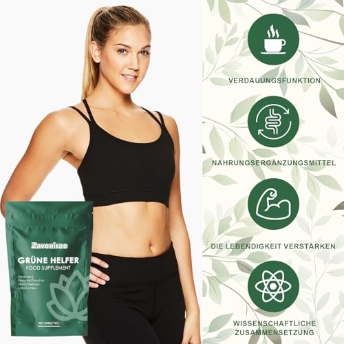 Grüne Helfer,Grüne Entgiftungspulver helfer, 200g Superfood Pulver, Greens Pulver, Pflanzenpulver mit Matcha, Gerstengras, Heidelbeeren, Rich in Macronutrients, Micronutrients & Fiber