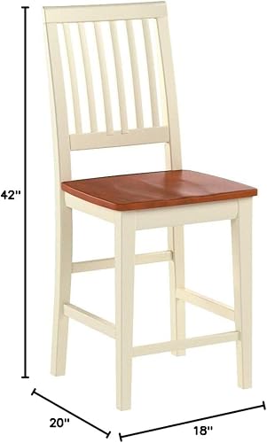 Miniatura 3 de East West Furniture Vernon - Taburete de bar para mostrador, sillas de madera de altura de pub, juego de 2, suero de leche y cereza