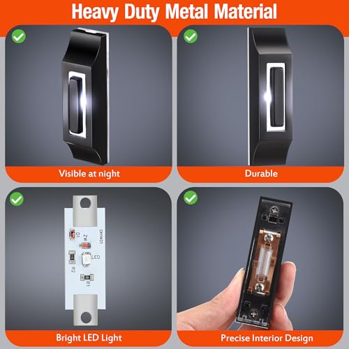 Botón de timbre de metal sólido con luz LED elegante para interruptor de garaje 7