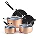 Cook N Home 02581 8-Piece Nonstick Heavy Gauge, Copper/Brown Cookware Set