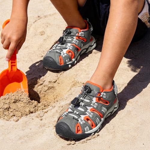 Image of DREAM PAIRS Boys Girls Summer Outdoor Athletic Sport Sandals Walking Water Hiking Hook and Loop Adjustable Multicolor for Toddler /Little /Big Kids