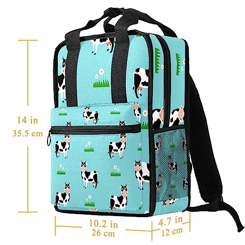 Sac à dos réglable imprimé vache multicolore confortable pour enfant