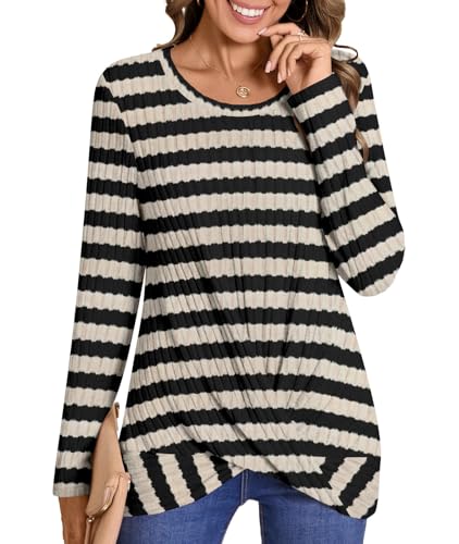 Image of HOTGIFT Women's Pullover Sweaters Winter Tunic Tops Long Sleeve Crewneck Shirts Casual Comfortable Blouse