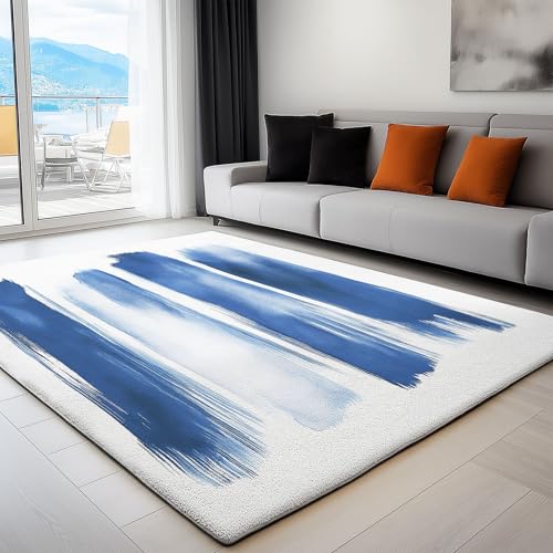Tapis antidérapant bleu à poils courts doux et facile à nettoyer - 4