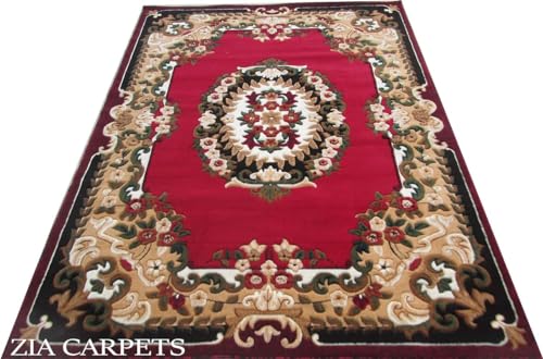 Image of zia carpets Aesthetic Colorful Silk Touch Washable 1 inch Thick Living Room Carpet 5 X 7 Feet