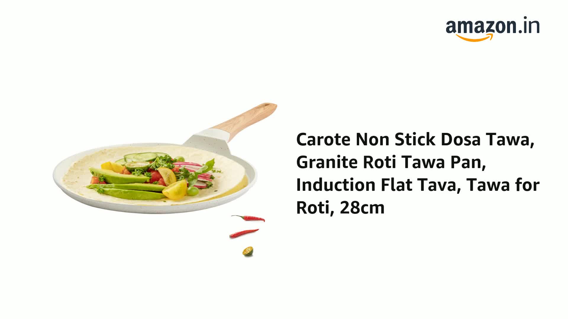 Carote Crepe Pan CAROTE 28cm Granite Non-Stick Roti Tava PFOA