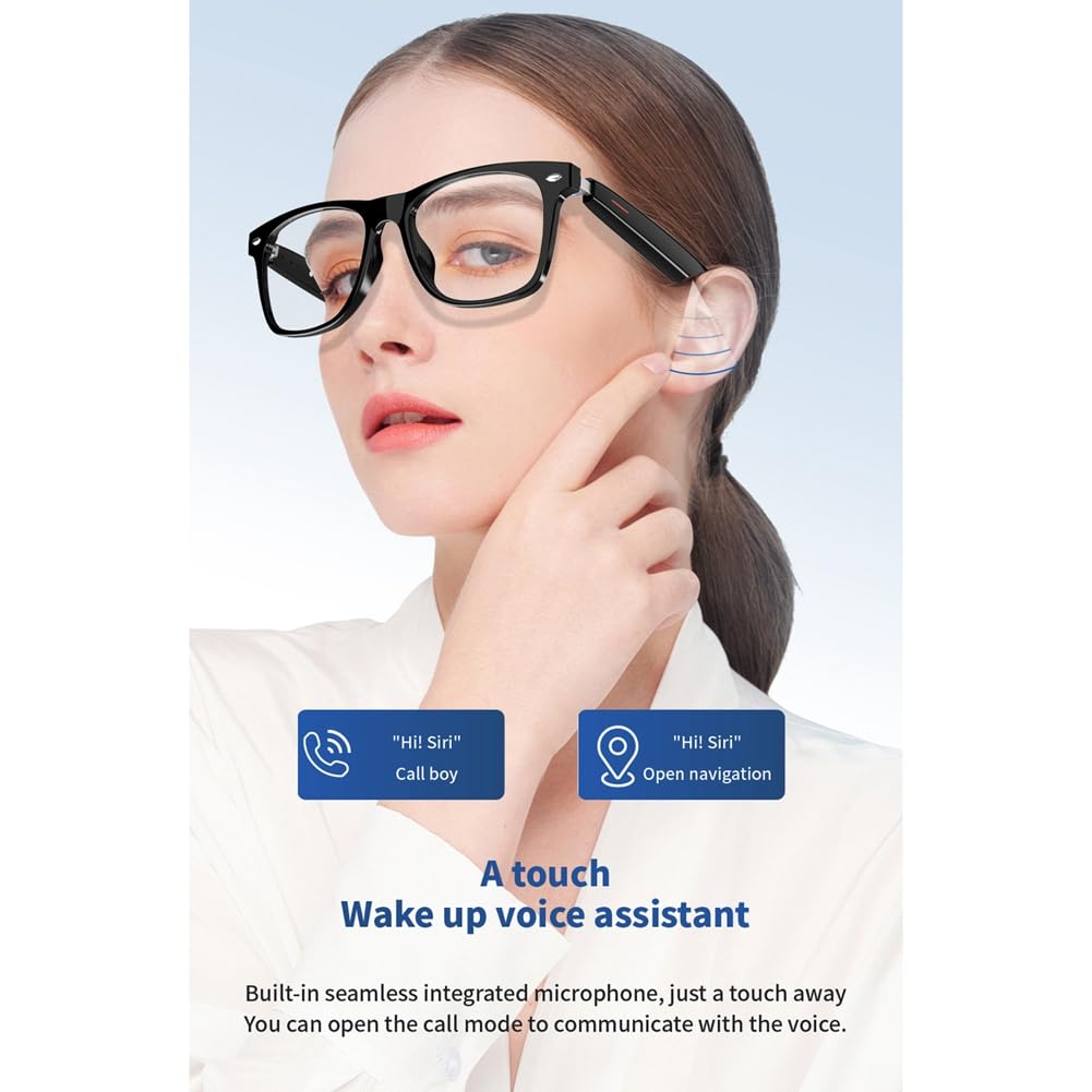 Occhiali intelligenti E13 con cuffie per chiamate in vivavoce musica fotografia nero C Smart Glasses 1 set, Nero , C