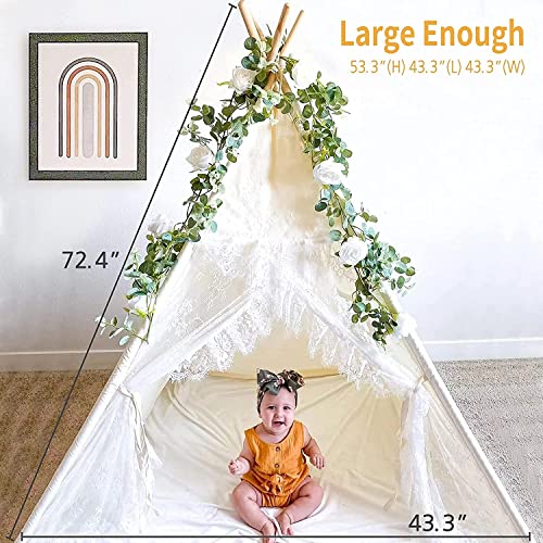 Kids Tent Floral Classic Ivory Kids Teepee Play Tent Childrens Play House Tipi Kids Room Decor Little Dove #TOP3