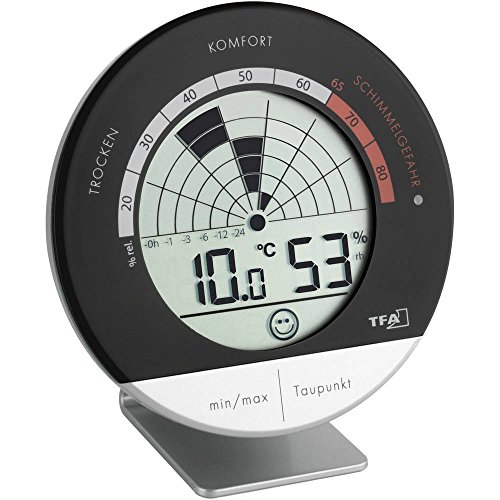 Tfa30.5032 Radar Dijital Kayıtlı Termometre Nem Ölçer, Siyah