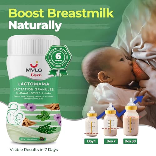 Image of Mylo Lactomama Granules - Lactation Supplement for breastfeeding with Shatavari to Increase Breast Milk (Chocolate & Elaichi - 300 g each) | With Herbs like Moringa, Sowa & 5 Others | 2 Scoops per Serving (Pack of 6, Elaichi)