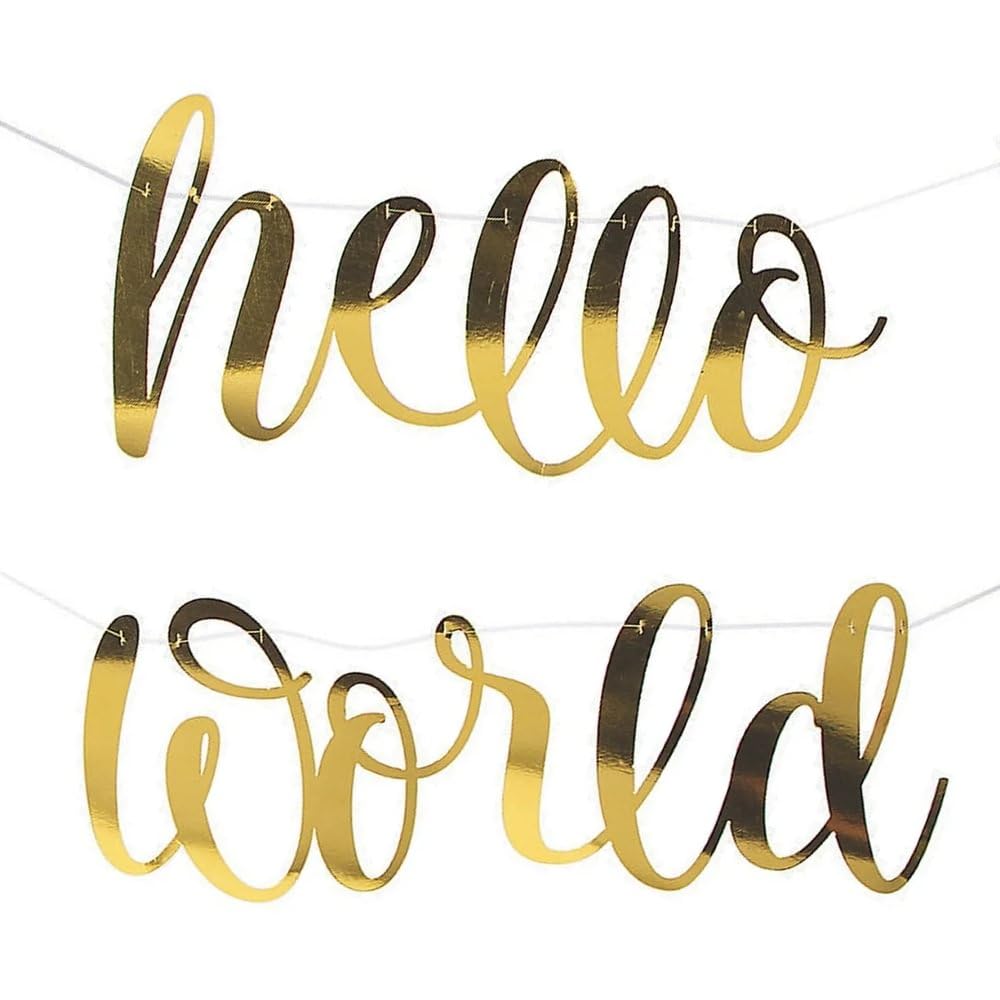 Fun Express Hello World Hanging Baby Shower Banner (7 Feet Long) Party Decor