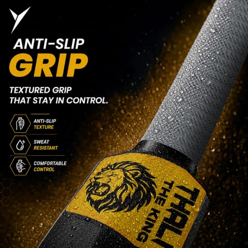Image of Jaspo Thala Cricket Bat Hard Plastic Tennis Cricket Full Size Bat (34 X 4.5 Inches) for All Age Groups (Thala)