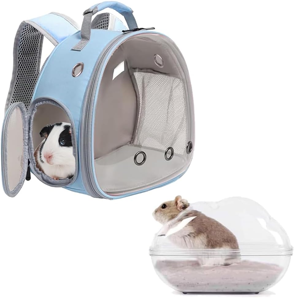 Portable Travel Backpack Habitat for Small Animal, Space Capsule Bubble Window Guinea Pig Bird Bearded Dragon Turtle Carrier Rabbit Squirrel Hamster Cage Breathable Handbag