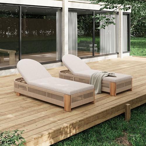 Amazon.com : Merax 2-Piece Outdoor Chaise Lounge Chair with Adjustable ...