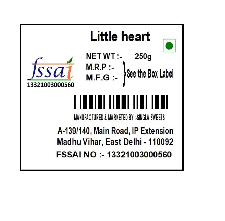 Image of Singla Sweets Little heart Cookies Healthy Snacks Diet Biscuits 250g
