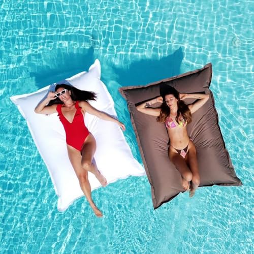 Avalon - Cuscino Galleggiante per Piscina Pouf Poltrona Sacco Way Grande, Puffo Amaca, Pouf a Sacco in Tessuto Tecnico Antistrappo e Impermeabile, Arredo Moderno, Made in Italy(175x140cm-Ecrù)