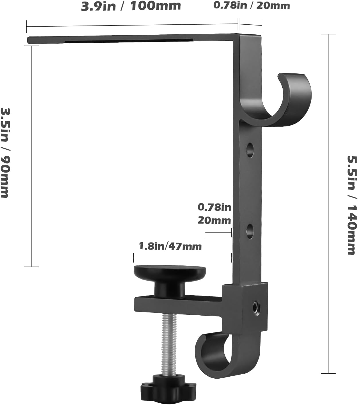 Stocking Hangers for Mantel,4 Pcs 2 in 1 Adjustable Fireplace Christmas Stocking Holder,No-Drill, Easy to Install Garland Hanger for Christmas Decorations,Fits 0.1”-3.5”Mantles(Black, 4)