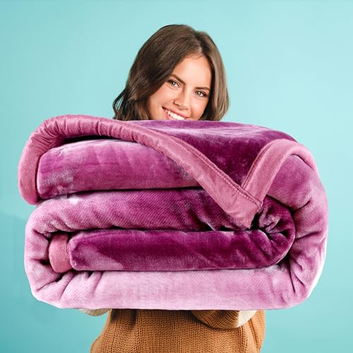 Image of ABRAZO Reversible Mink Blanket for Winter & AC | Double Bed 220x240 cm Soft & Warm Blanket /Dohar /Quilt /Comforter | All Season Use | (Mulberry)
