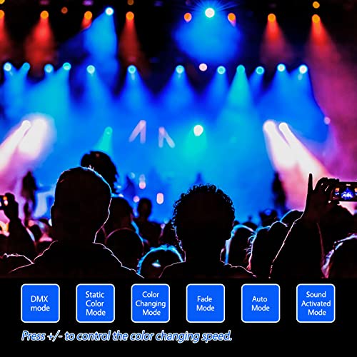 Dj Lights, 4 Pack 36 LED Par Lights Stage Lights with Sound Activated Remote Control & DMX Control, Stage Lighting Uplights for Wedding Club Music Show Christmas Holiday Party Lighting