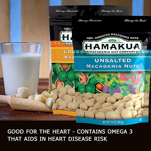 Hamakua Macadamia Nuts Twin Pack — Lightly Salted and Unsalted Flavors — 100% Natural Hawaiian Macadamian Nut No Carb Healthy Snack — 2 x 10oz (283g) Bag