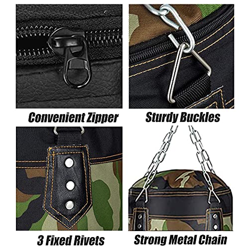 Prorobust Heavy Punching Bag For Man Women & Kids, Unfilled Boxing Bag Set With Punching Gloves, Chain, Ceiling Hook For Mma, Kickboxing, Muay Thai, Karate, Taekwondo (4Ft, Camouflage) #TOP1