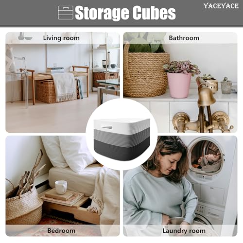 YACEYACE Large Storage Baskets, Cotton Woven Storage Basket with Handle, Woven Storage Bin for Living Room, Organation, Decorative, 22"x17"x12" - Image 7