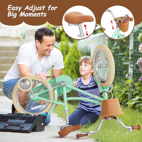 Image of 67i Girls Bike with Training Wheels 12 /14 /16 /20 Inch, Toddler Girl Bicycle for Ages 3-12, Bicicleta para Ninas with Basket, Bell, Adjustable Seat & Handlebar, Padded Seat, Chain Guard